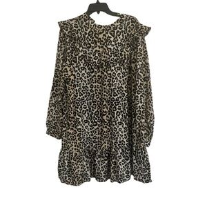 Boohoo Leopard Print Ruffle Dress